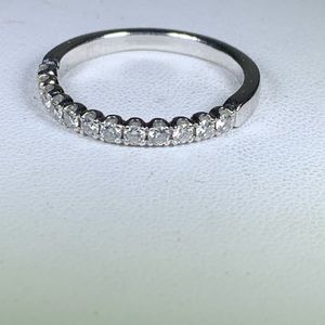 14k Solid White Gold Ladies Ring Diamonds Sz 9.25